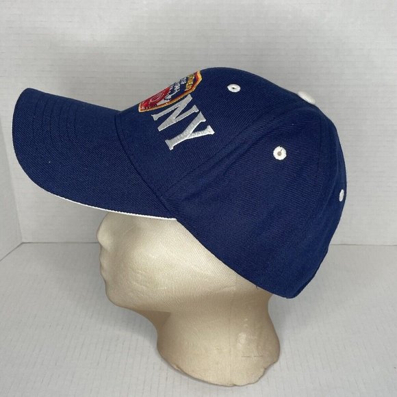 FDNY Baseball Cap Hat Wool Blend Blue/White Embroidered With Patch - One Size - Picture 3 of 4